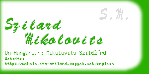 szilard mikolovits business card